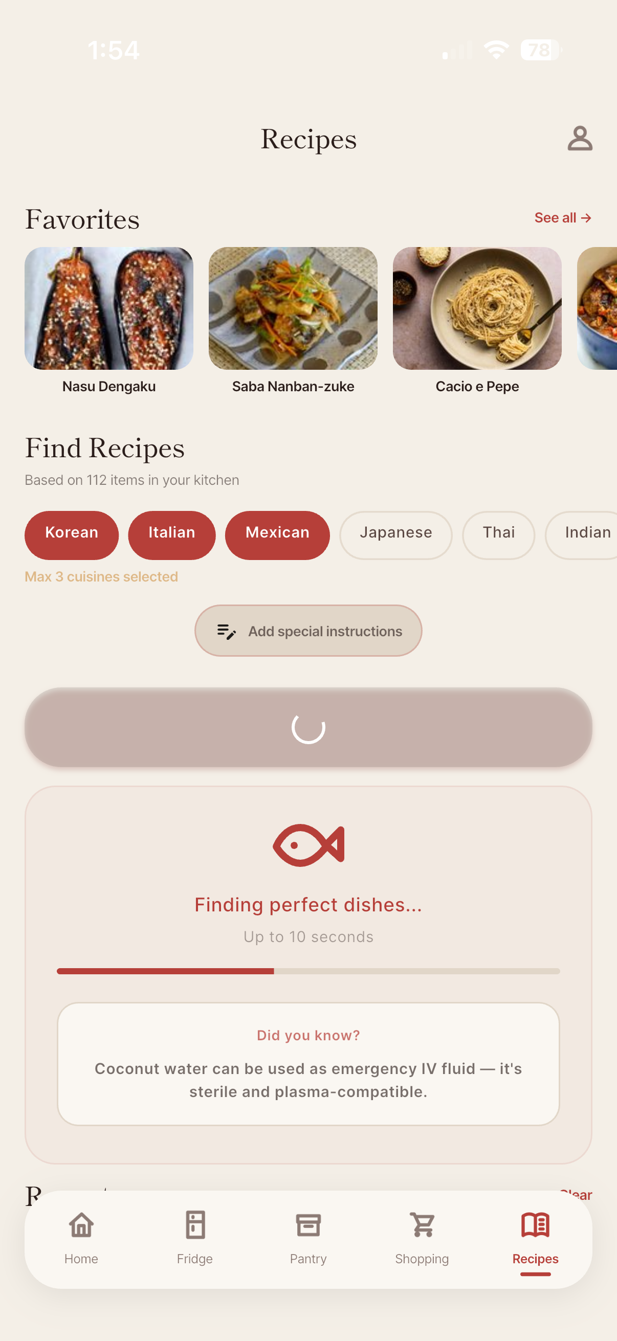 Recipe suggestions